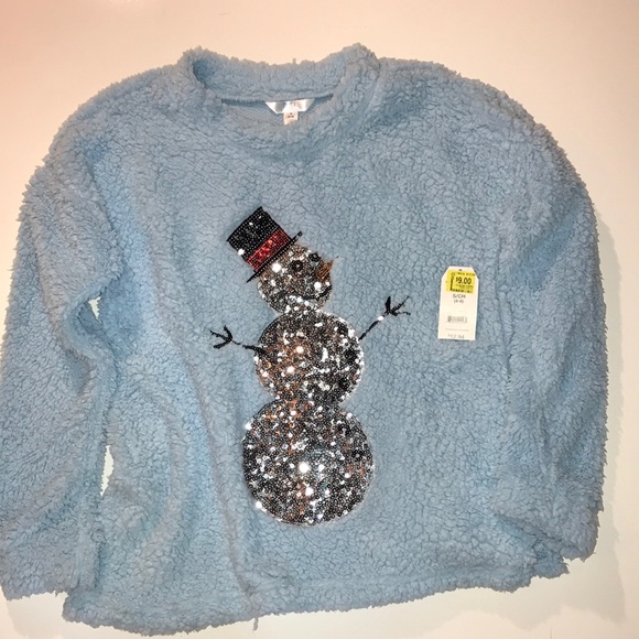 👋 Soft Snowman Fleece w/Sequins size S NWT - Picture 3 of 5